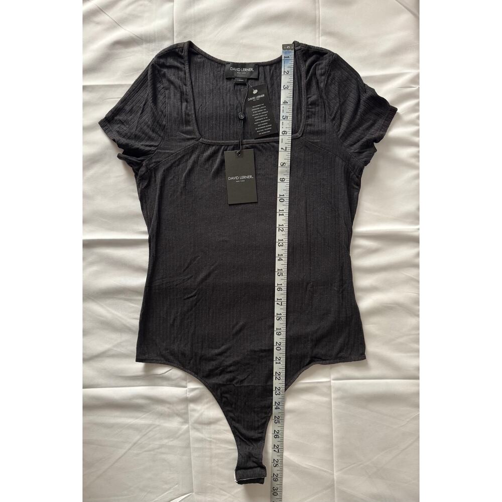 New David Lerner Madeline Cap Sleeve Bodysuit in Faded Black Women's Size S - Picture 8 of 9